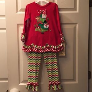 Rare Too 2Piece Chevron Ruffle 🎄Christmas Outfit